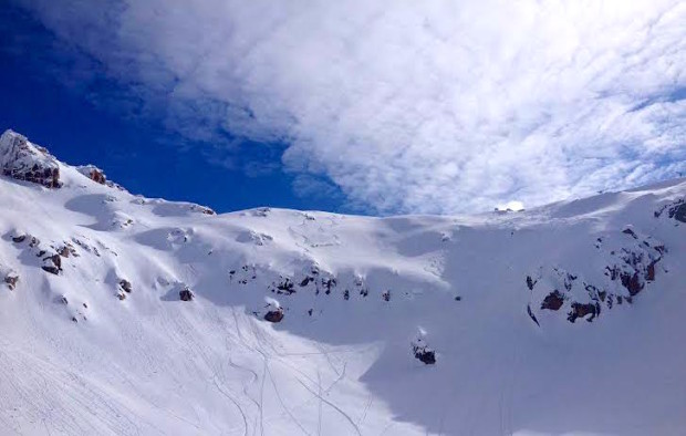 Greg B. ripping down next to Miles' tracks down La Laguna today.