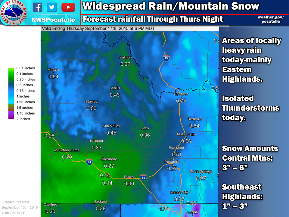 3-6" of snow forecast in the big mountains of Idaho today and tomorrow.
