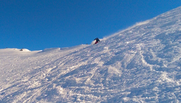 OJ Skiing down Siberia Basin, right next to the Top Tow