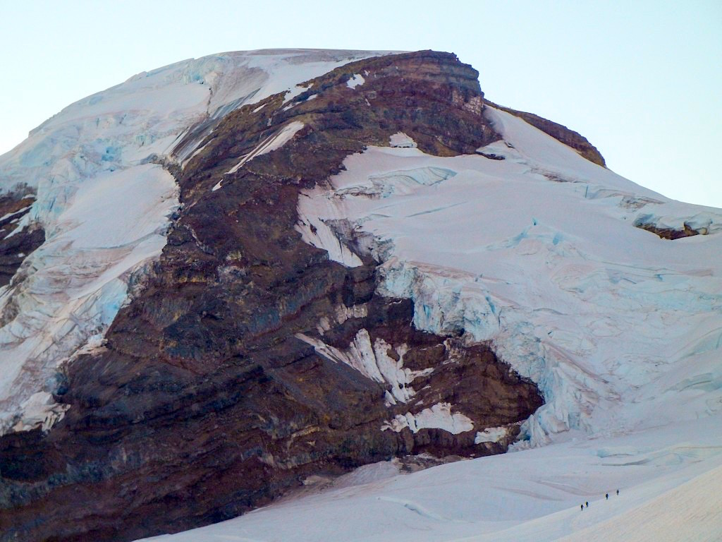 A team of climbers ascending the Coleman-Deming Route on Mount Baker. photo: Zeb Blais.