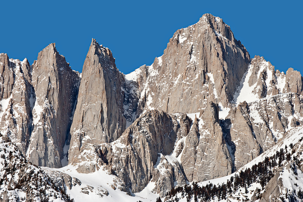 14497 ft Mount Whitney from the Alabama Hills, Sierra Range, CA in late winter. photo: ed book