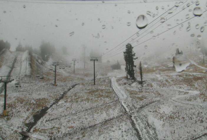 Mammoth base area via the main lodge webcam today at 8am.