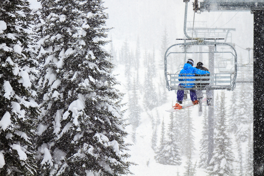 Stock photo of chairlift love in the snow.