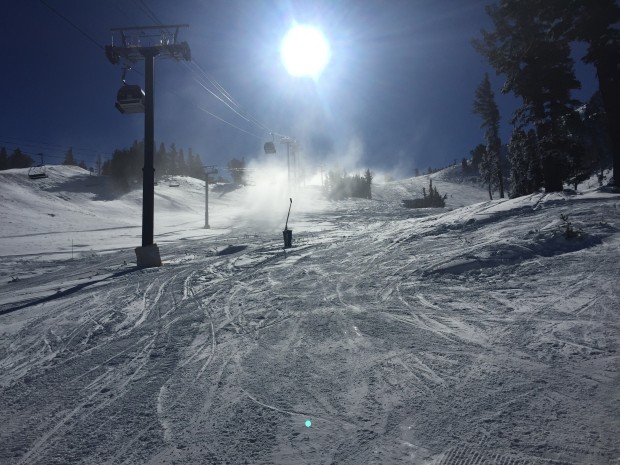 The snow guns were going all day in Main Park