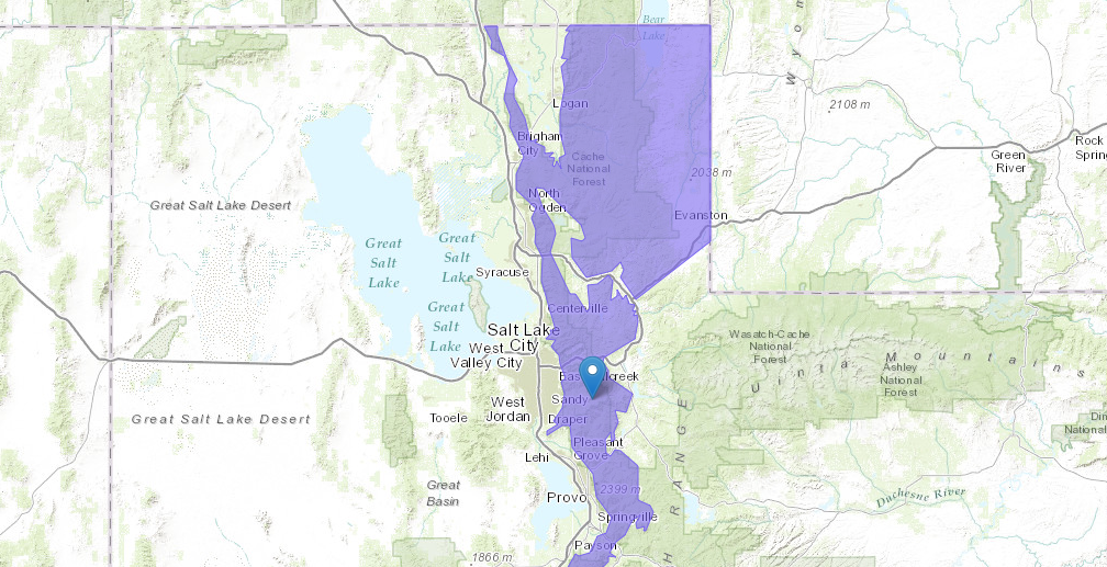 Pin = Alta. PURPLE = Winter Weather Advisory.