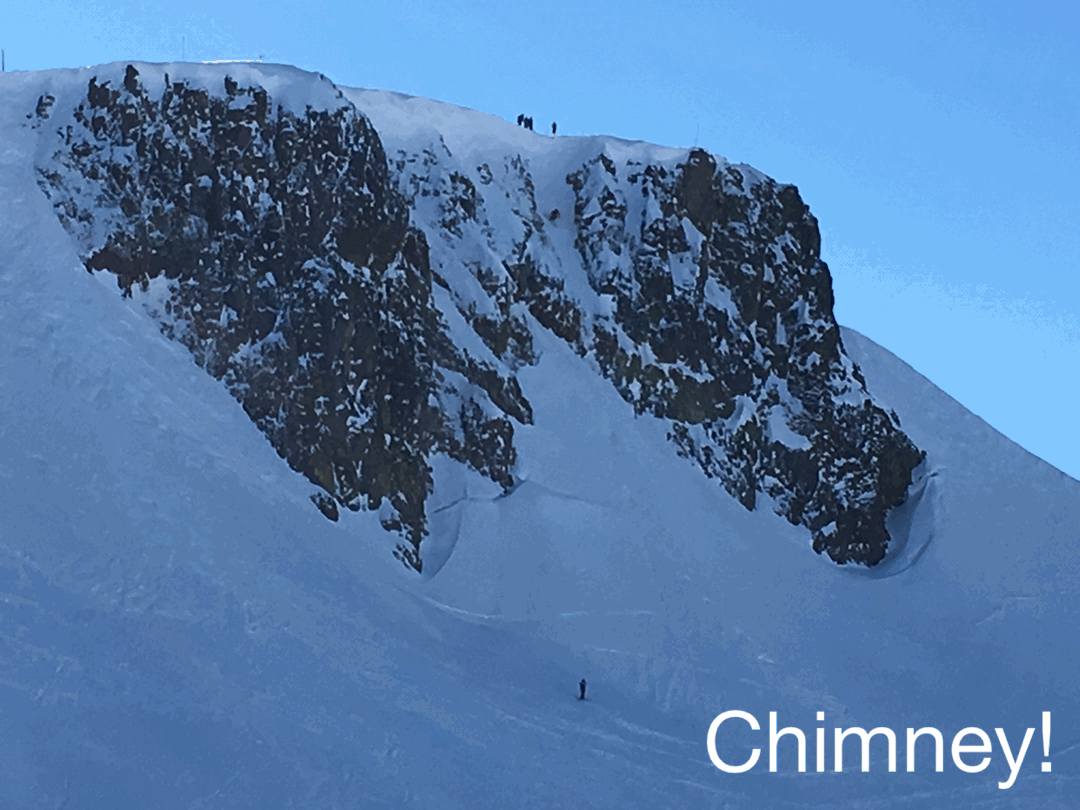 Unknown dropping the Chimney perfectly yesterday at Squaw. photos: snowbrains