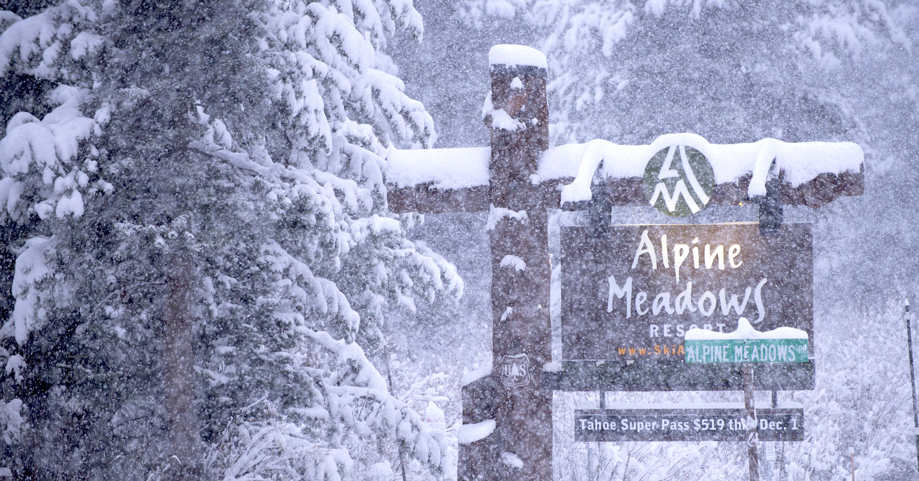 stock image of Alpine Meadows Road and Highway 89 junction.