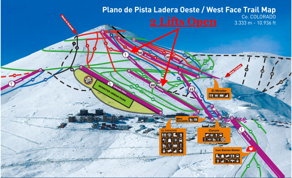 The two lifts open at El Colorado right now.