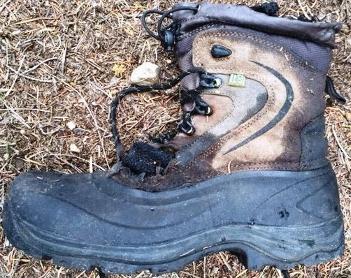 The boot found with a human foot in it on June 2nd.
