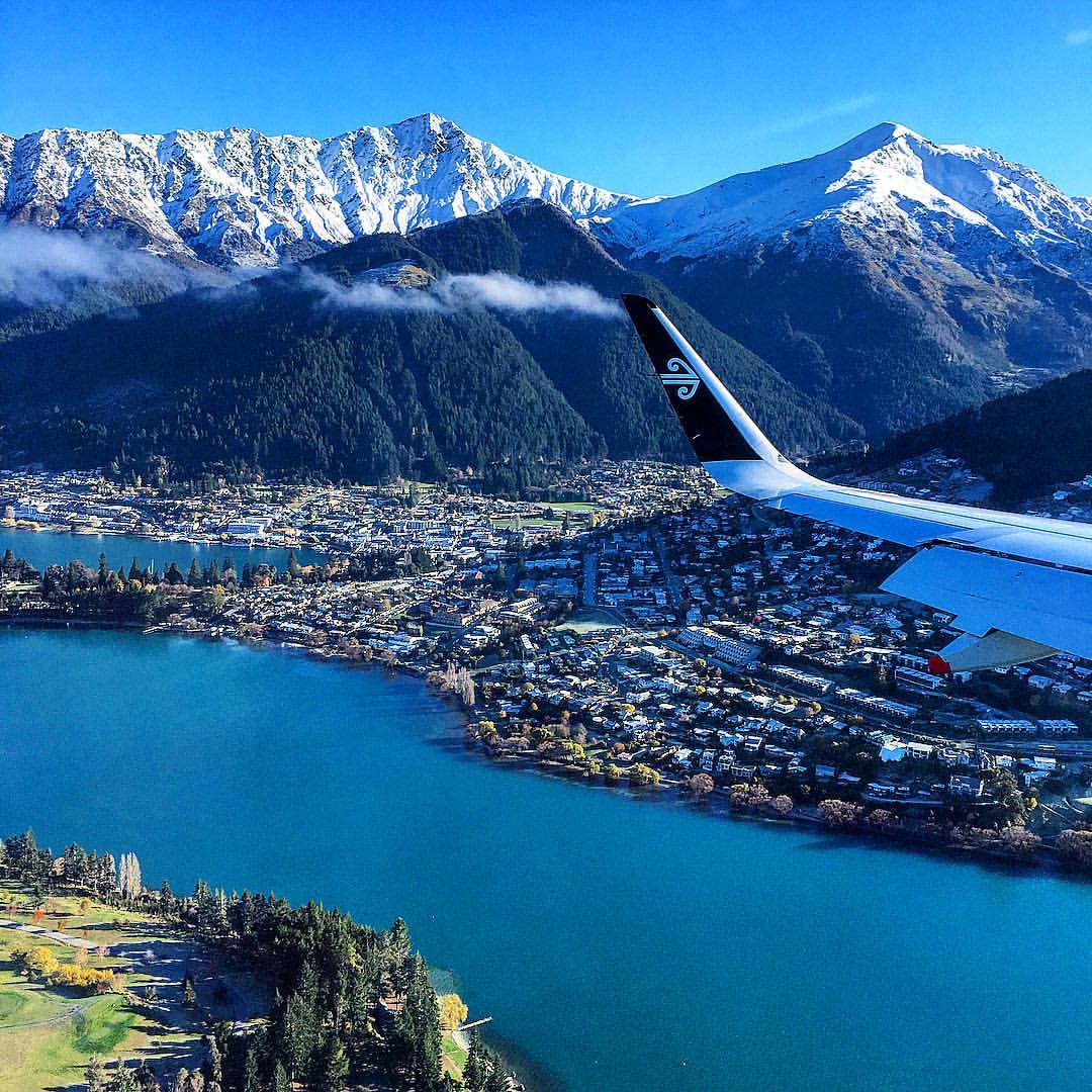 Flying into beautiful Queenstown