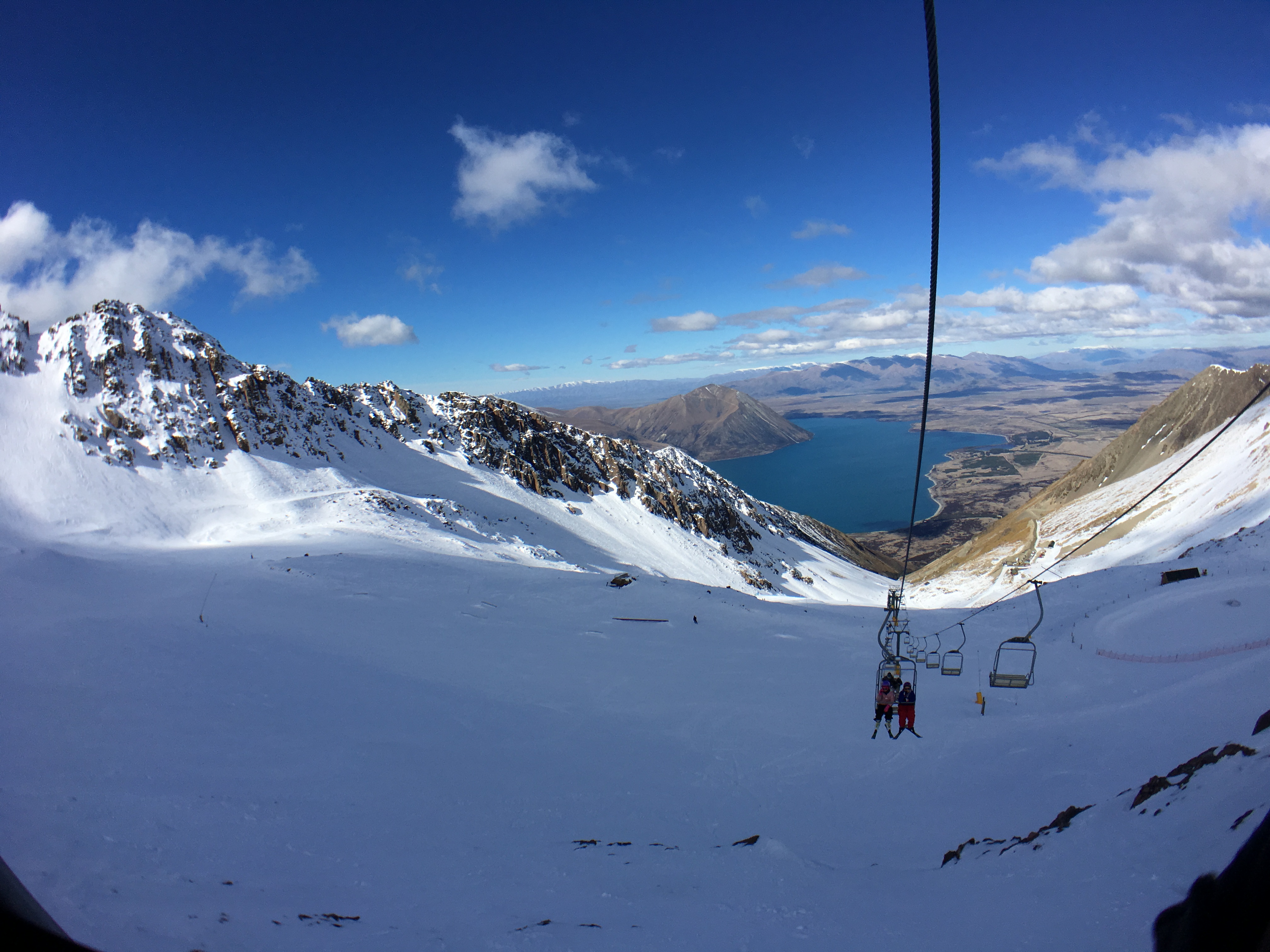 View back down the ski field and of the lake from the chair