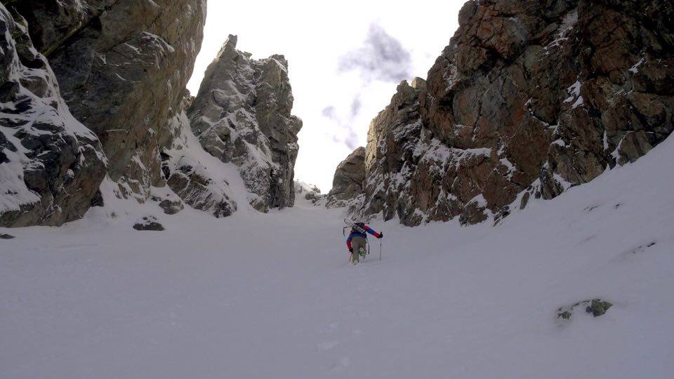 Climbing a couloir in Mammoth yesterday, November 1st, 2016. photo: Matty Anderson