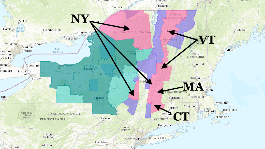 PINK = Winter Storm Warning. PURPLE = Winter Weather Advisory. GREEN = Lake Effect Snow Warning. image: noaa, today
