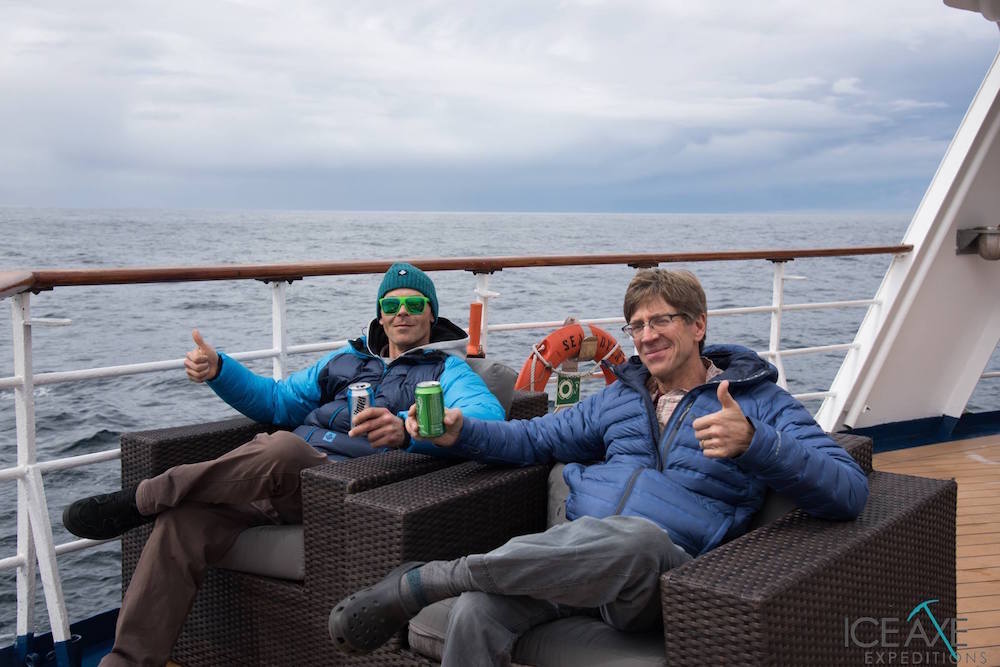 Guides Ode and Andrew soaking in the Darke Passage. image: Court Leve/Ice Axe Expeditions 
