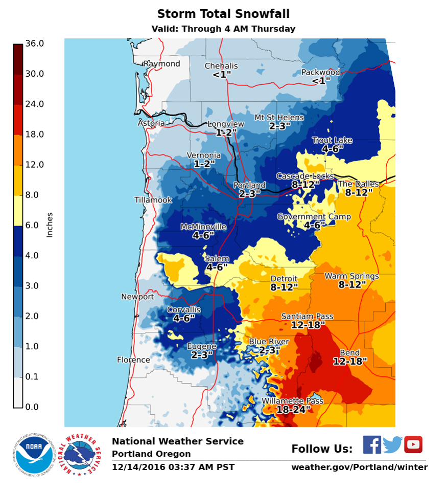 Snowfall forecast map showing big snow. image: noaa, today