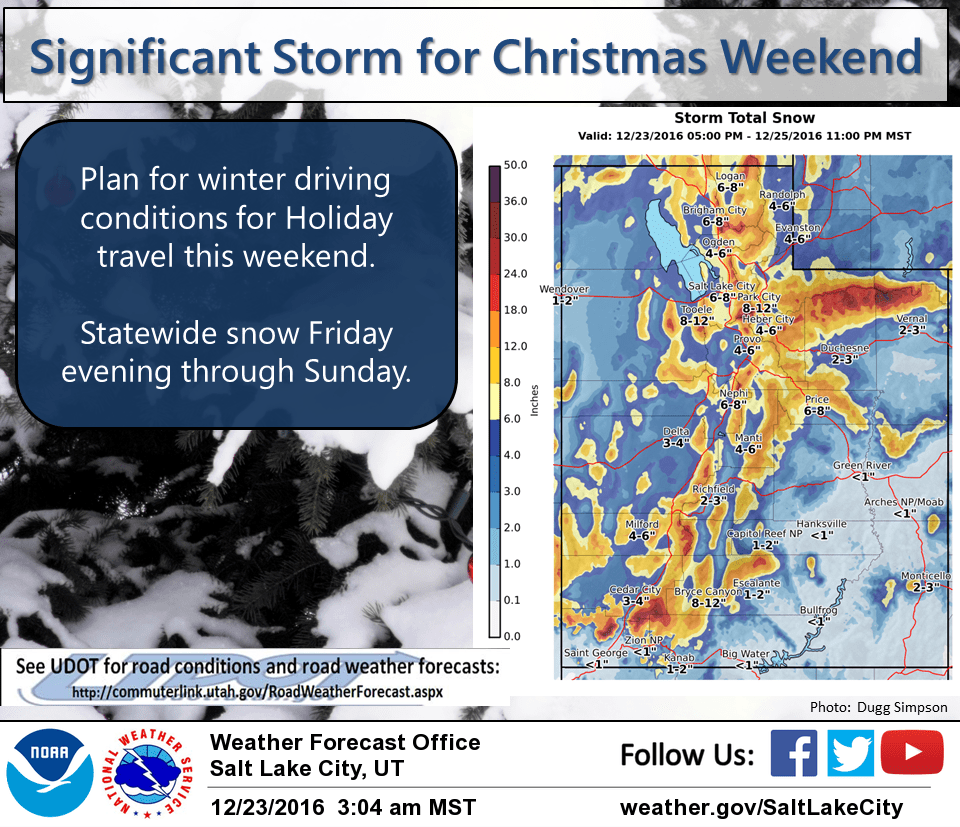 big snowfall forecast for Utah this week. image: noaa, today