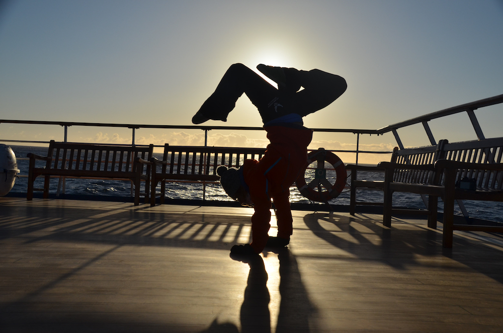 Rachie showing off her moves on the deck. image: theresa