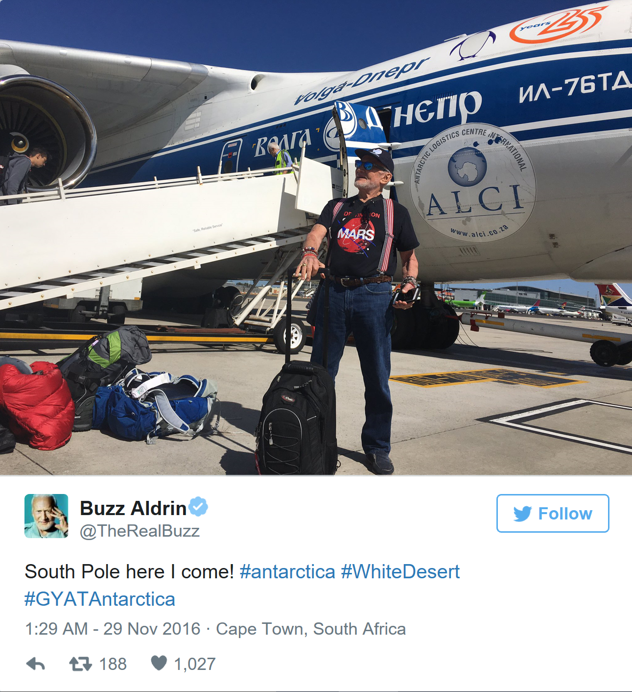 Buzz expressed his excitement for the trip via Twitter!