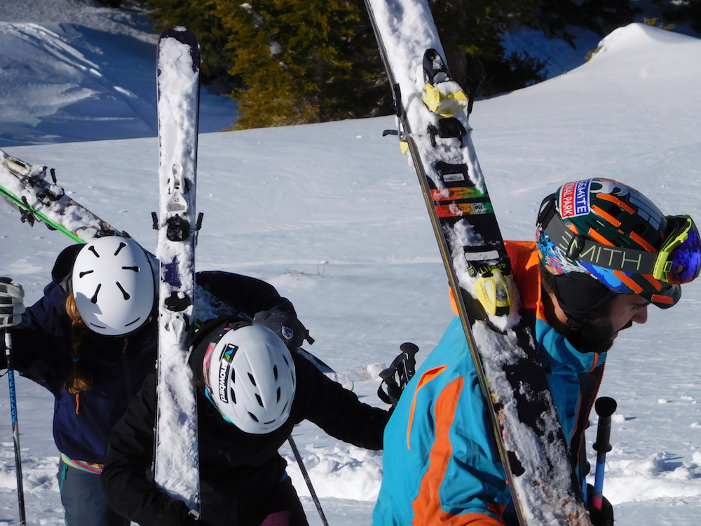 The crew hiking to High Yellow. image: snowbrains
