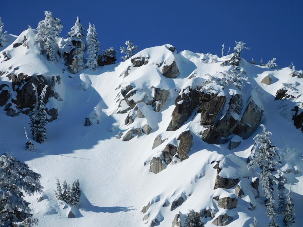 The Plake Line off Granite Chief Peak today.