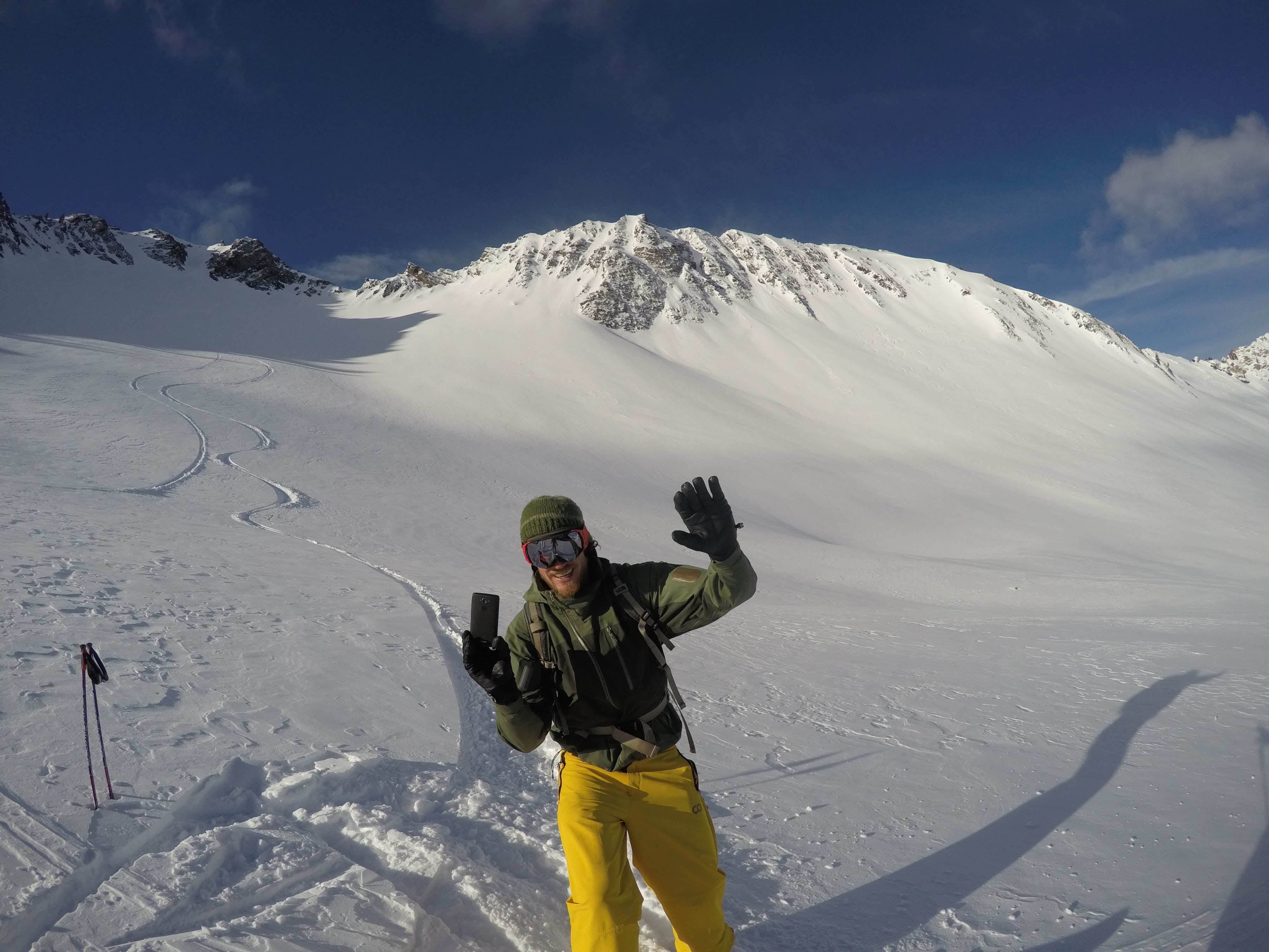 Big John and our tracks on the northeast side of Superior.