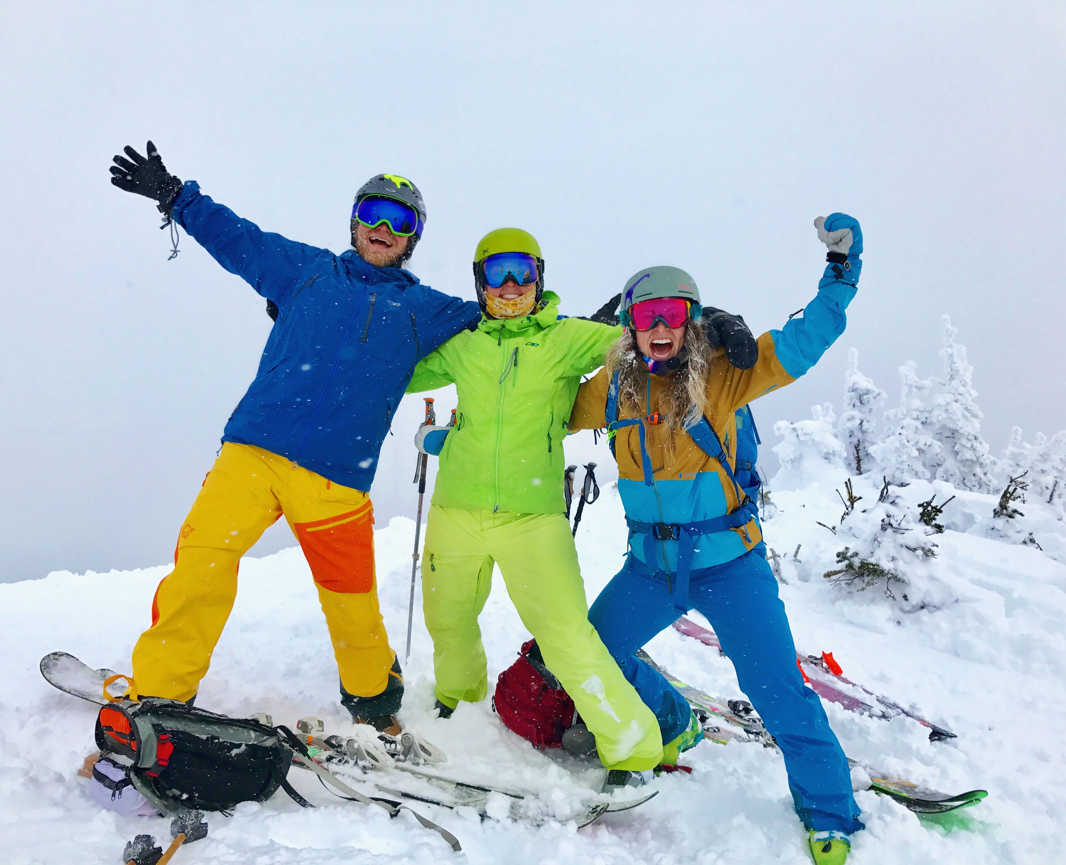 Powder skis and neon with a little powder