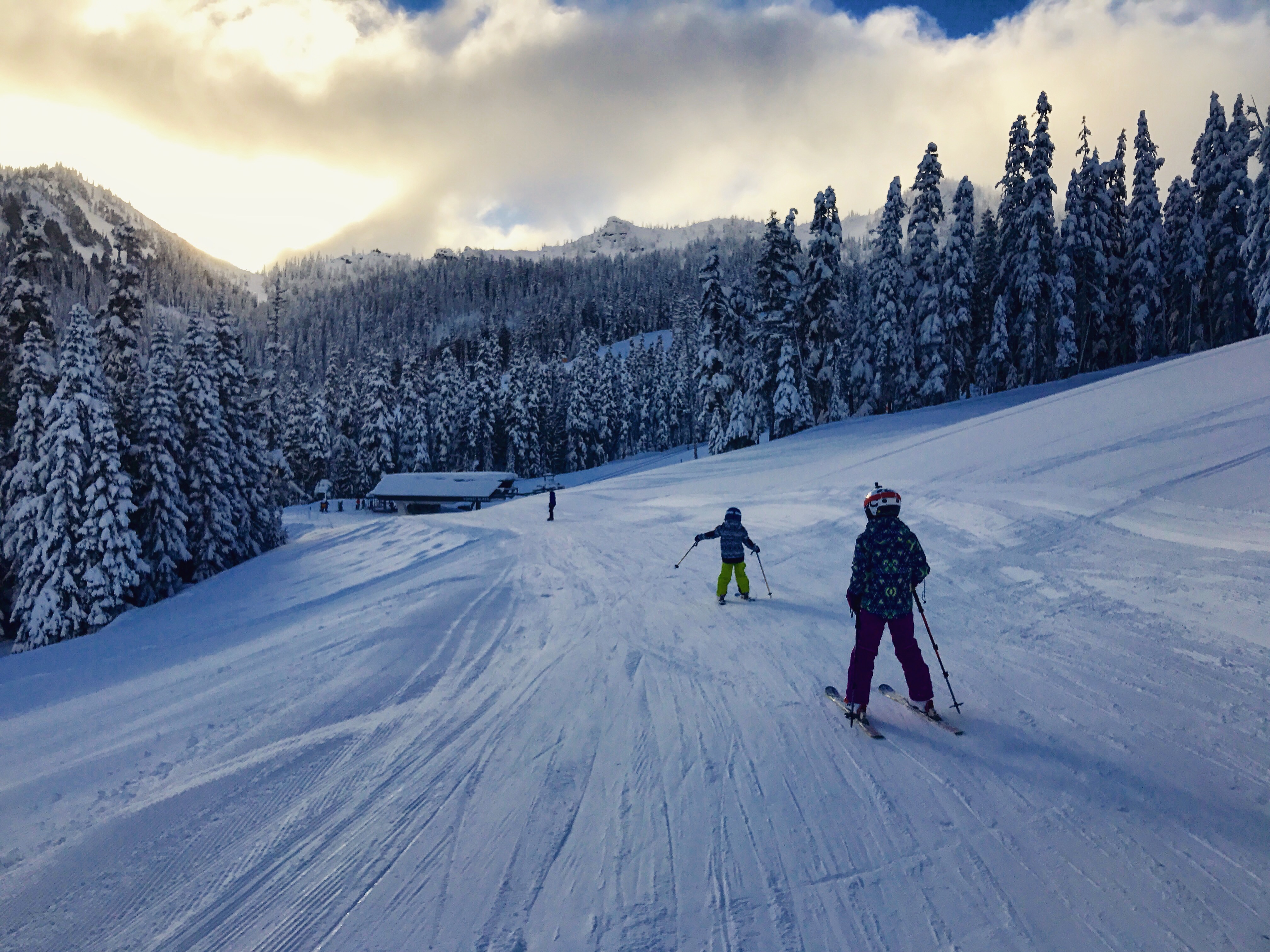 skiing crystal Mountain kids sunny 