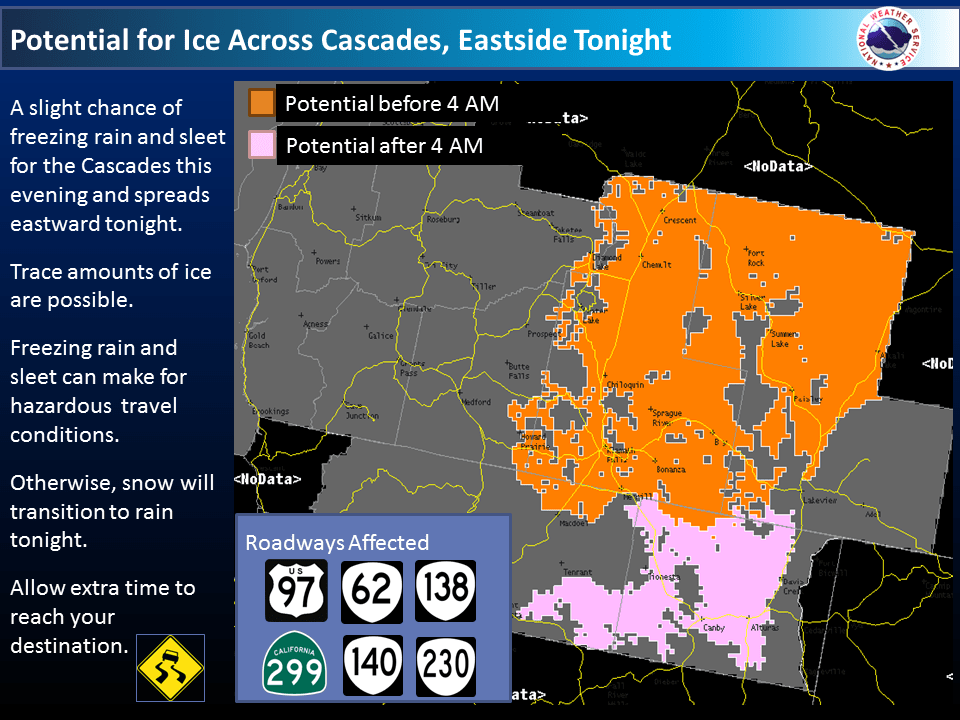 There is a potential for ice as well. Image: NOAA Medford, OR