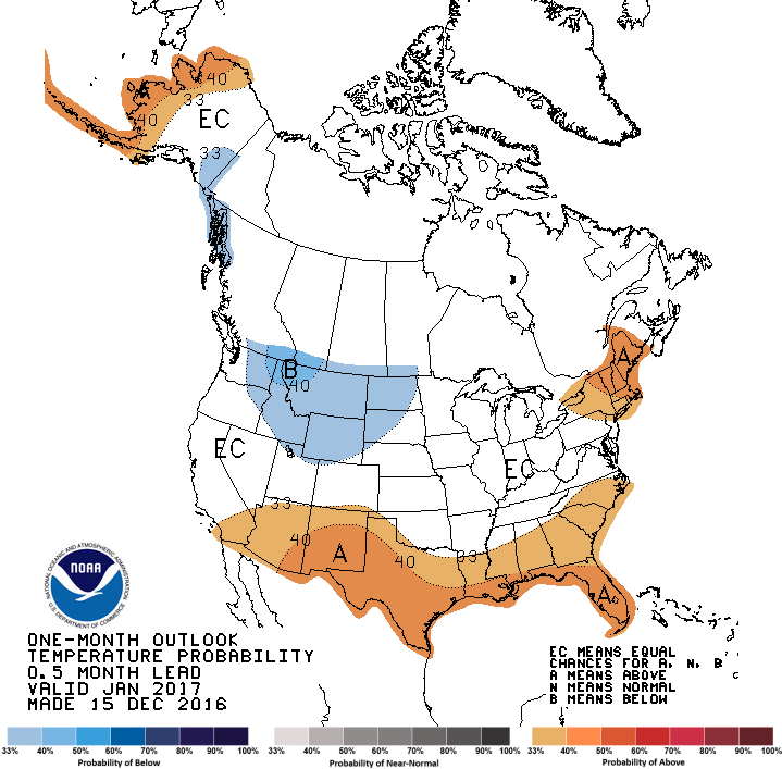 January temperature outlook. Image: NOAA