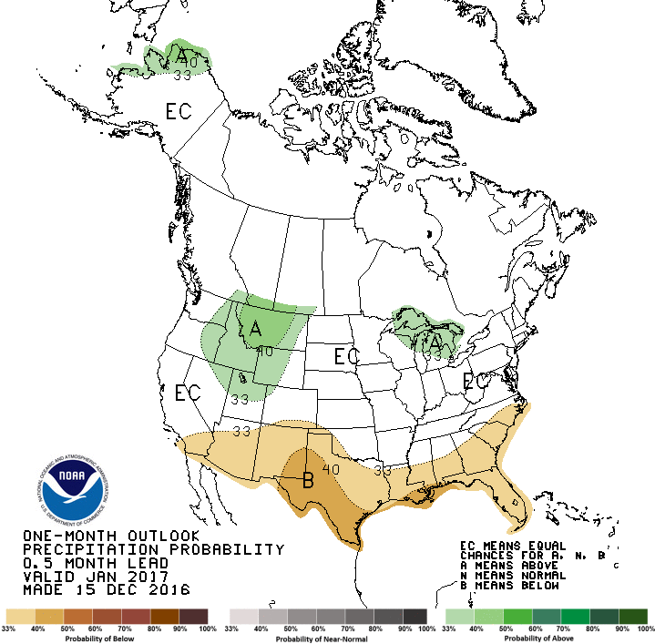 January precipitation outlook. Image: NOAA