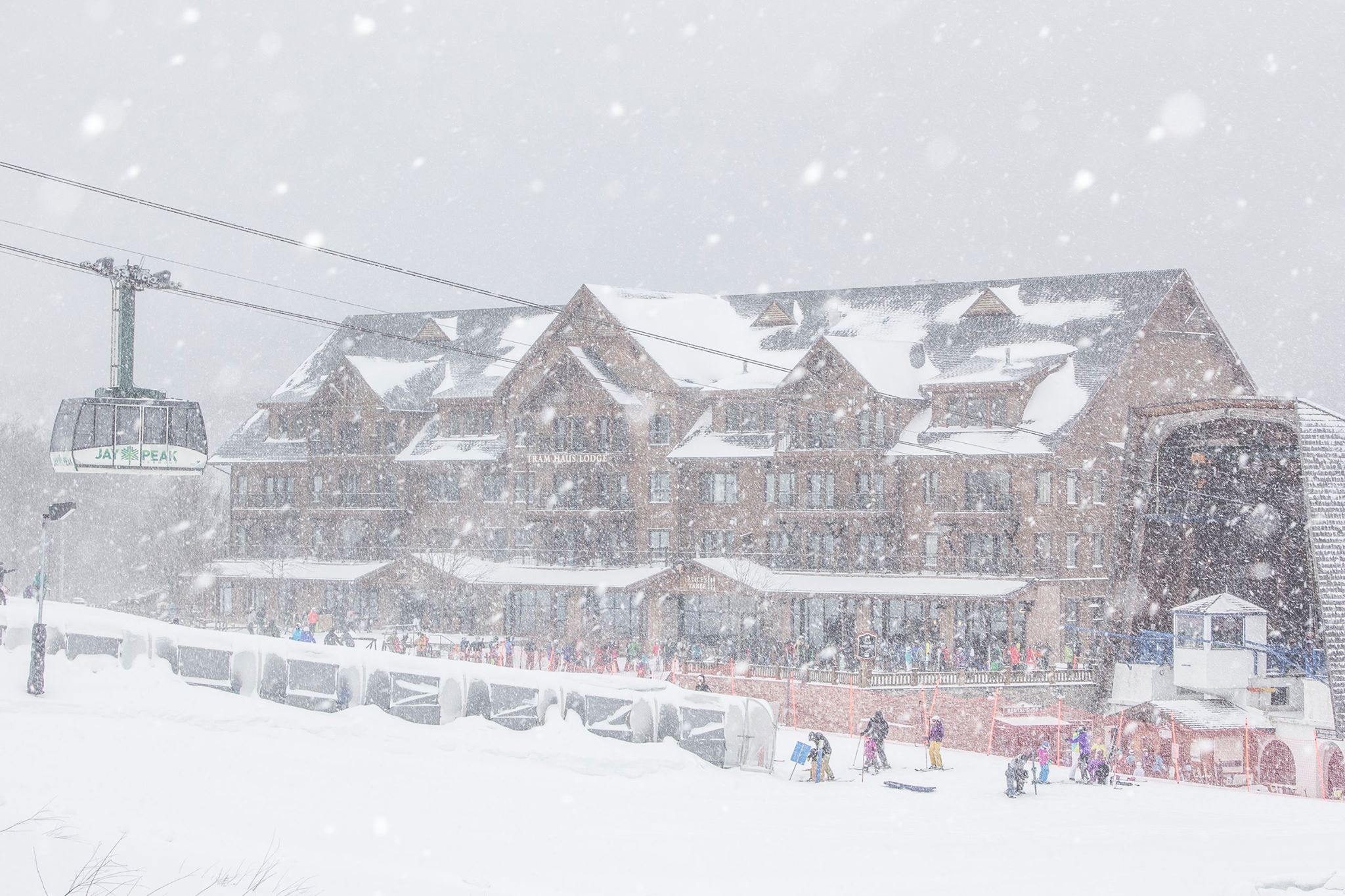 Jay Peak received 3-4" overnight and its NUKING there today. Image: Jay Peak Facebook Page