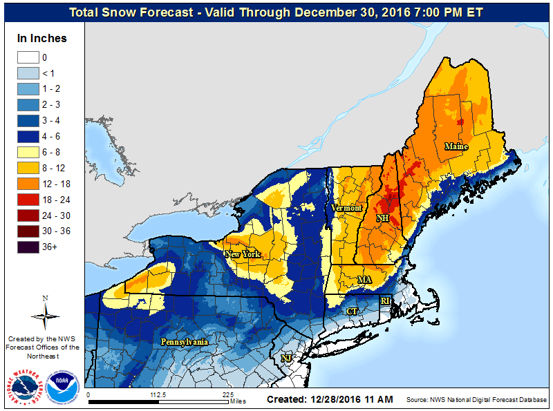 HUGE snowfall totals are expected. Image: NOAA, Today
