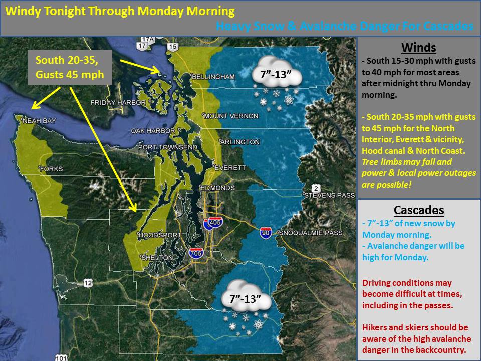 7-13" is possible. Image: NOAA Seattle, WA Today