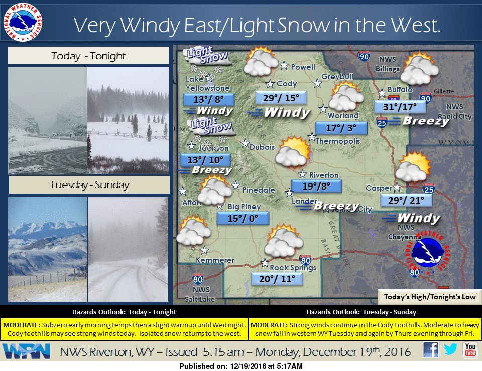 Outlook for Wyoming. Image: NOAA Riverton, WY