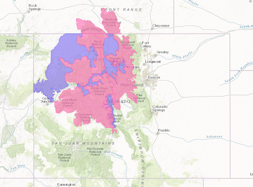 PINK = Winter Storm Warning.  PURPLE = Winter Weather Advisory.  image:  today