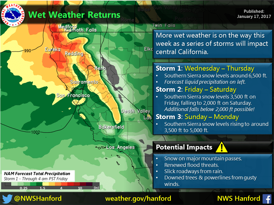 3 Storm details. Image: NOAA Hanford, CA Yesterday