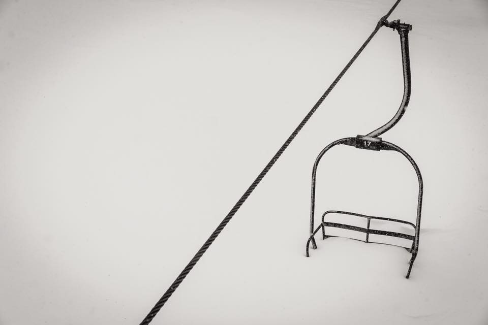 Chair 14 has some snow on it. Image: Mammoth Mountain