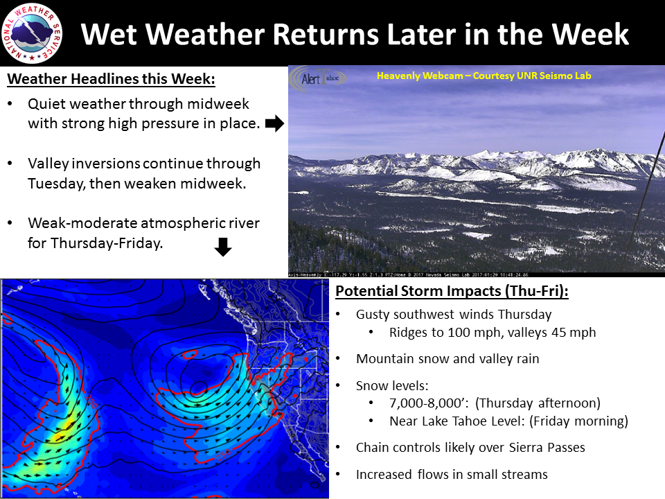 Wet weather is expected to return later this week. Image: NOAA Reno, NV Yesterday