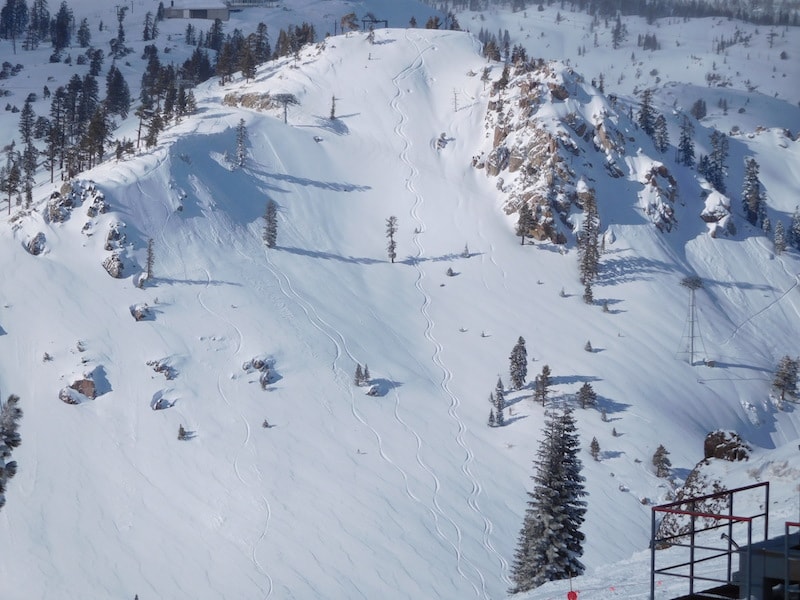 Ski Patrol tracks down Broken Arrow today. photo: snowbrains