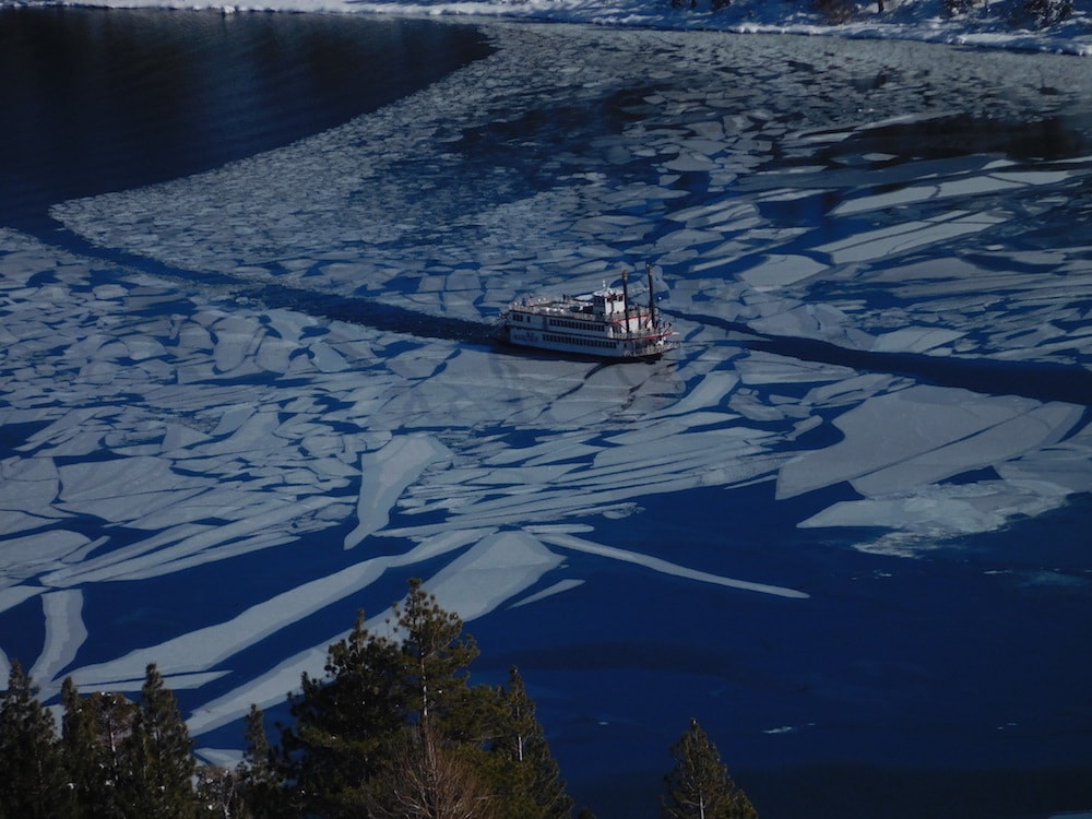 Miss Dixie coming into Emerald Bay today. photo: snowbrains