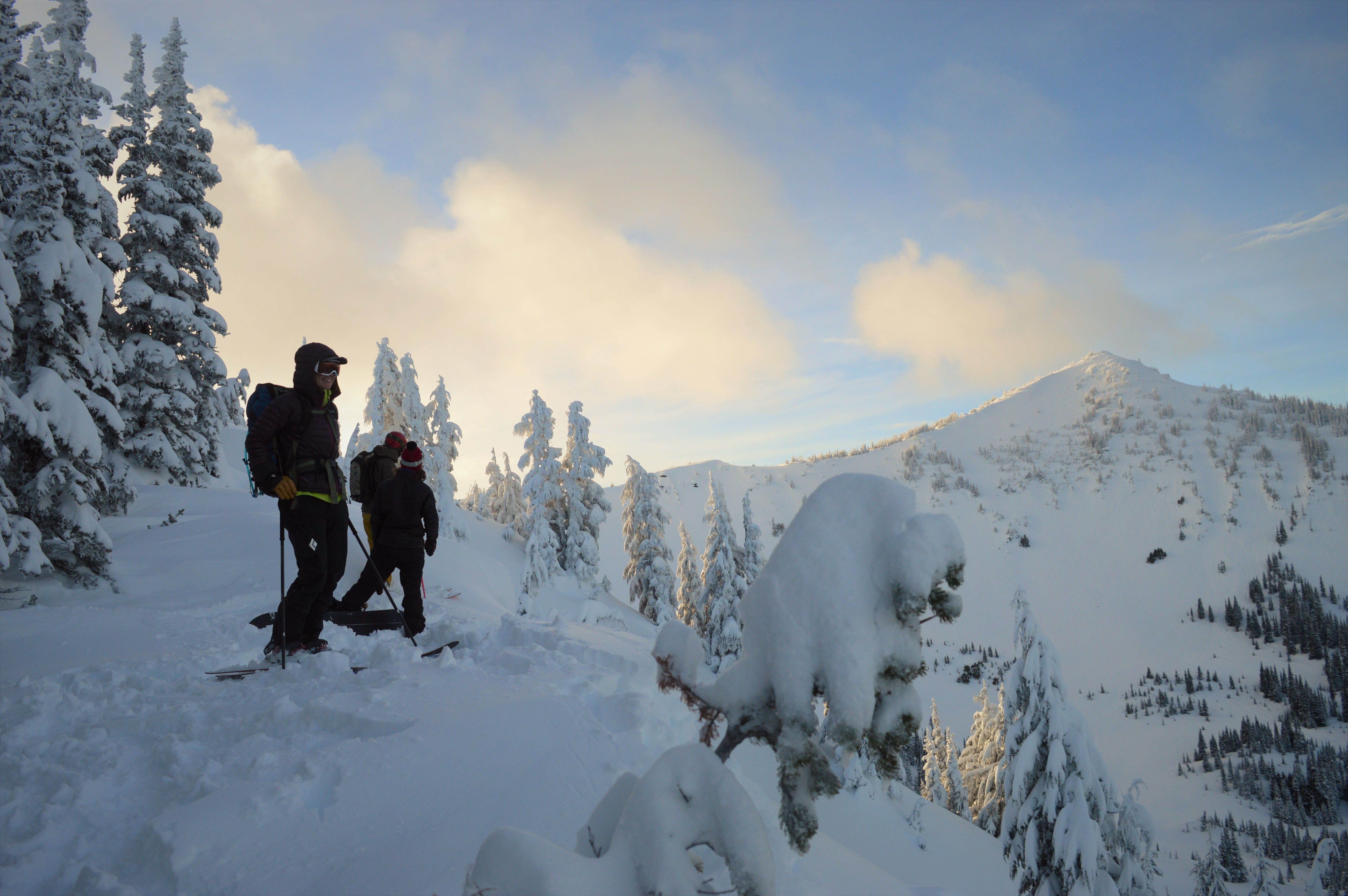 Soaking up the sunset after cutting cornices.