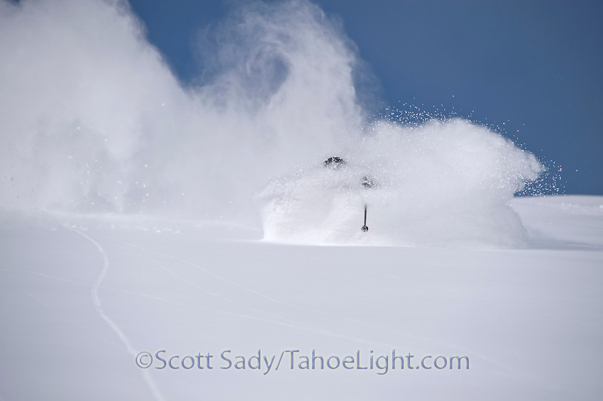 Cliff Barber skiing deep powder at Mt. Rose Ski Tahoe. PC: Scott Sady