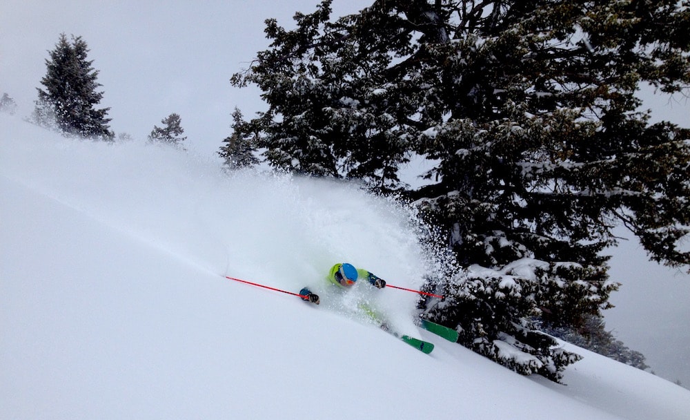 Jamie slashing today. photo: snowbrains