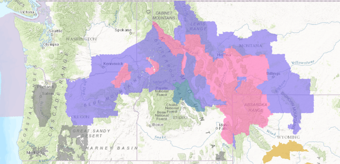PINK= Winter Storm Warning. PURPLE= Winter Weather Advisory. BLUE= Winter Storm Watch. Image: NOAA