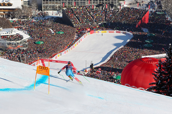 Steven Nyman ran bib No. 1 in Saturday’s Hahnenkamm Downhill in front of 70,000 fans. (Getty Images/Agence Zoom-Alexis Boichard)