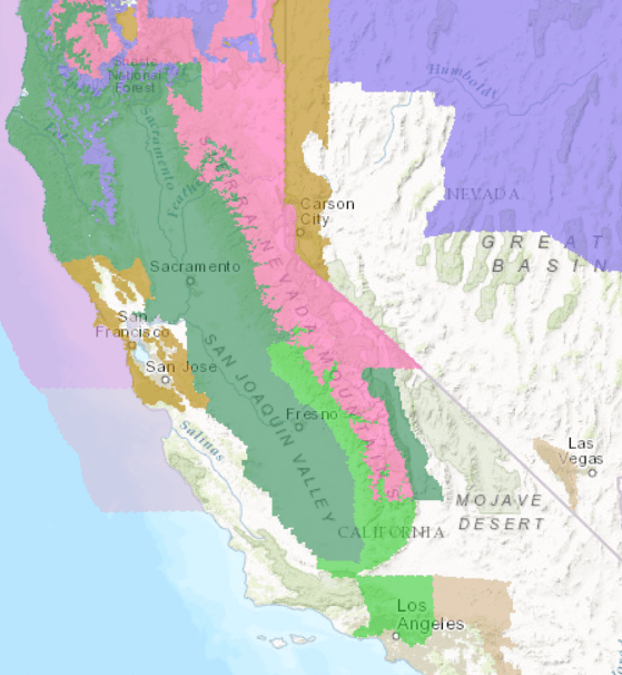 PINK=Winter Storm Warning. PURPLE=Winter Weather Advisory. Image: NOAA