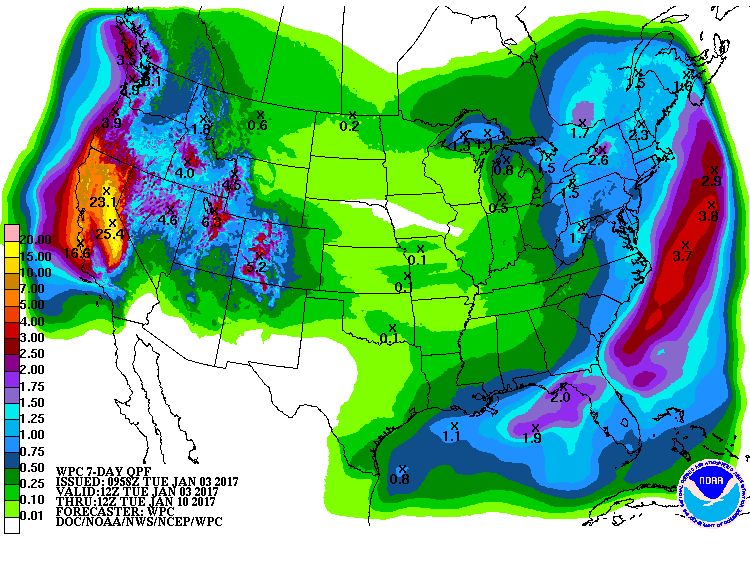 Utah is looking good over the next 7 days. Image: NOAA