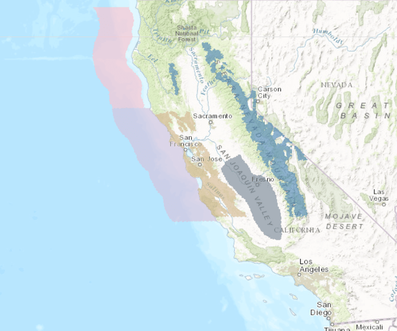 BLUE= Winter Storm Watch. Image: NOAA Today