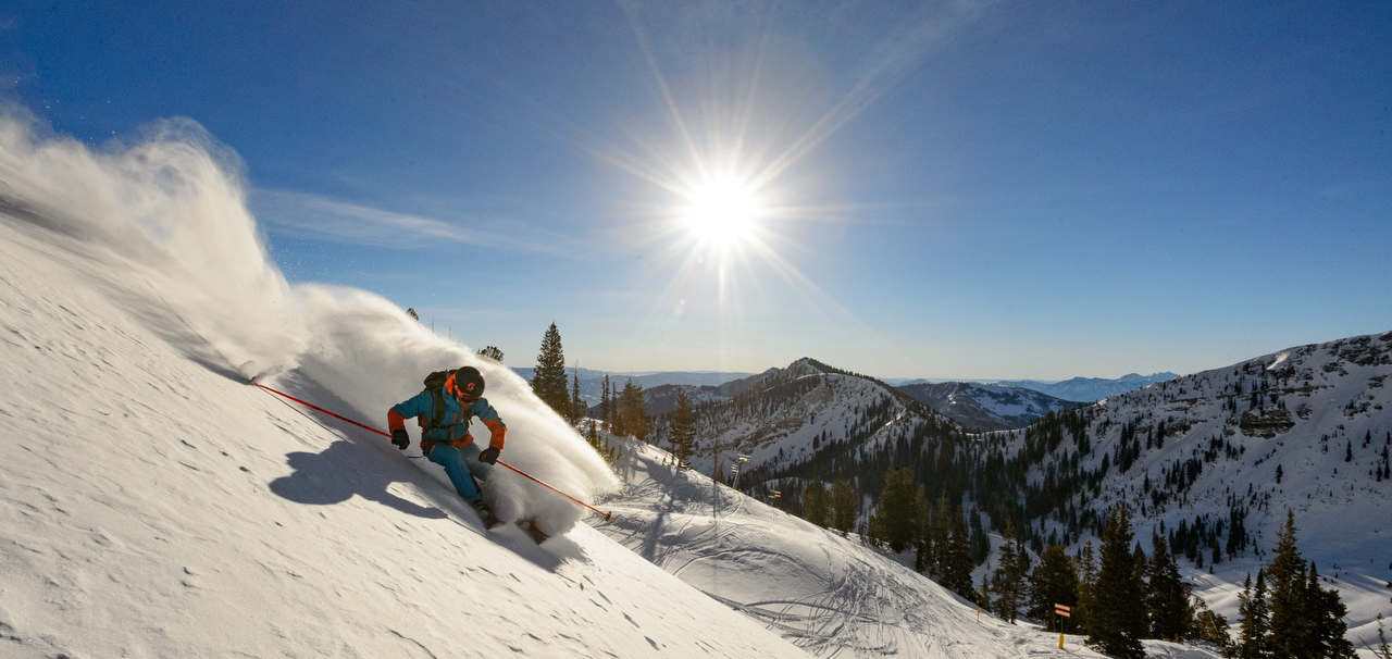 Miles Clark slashing in Mineral Basin at Snowbird, UT on December 19th, 2016. photo: court leve