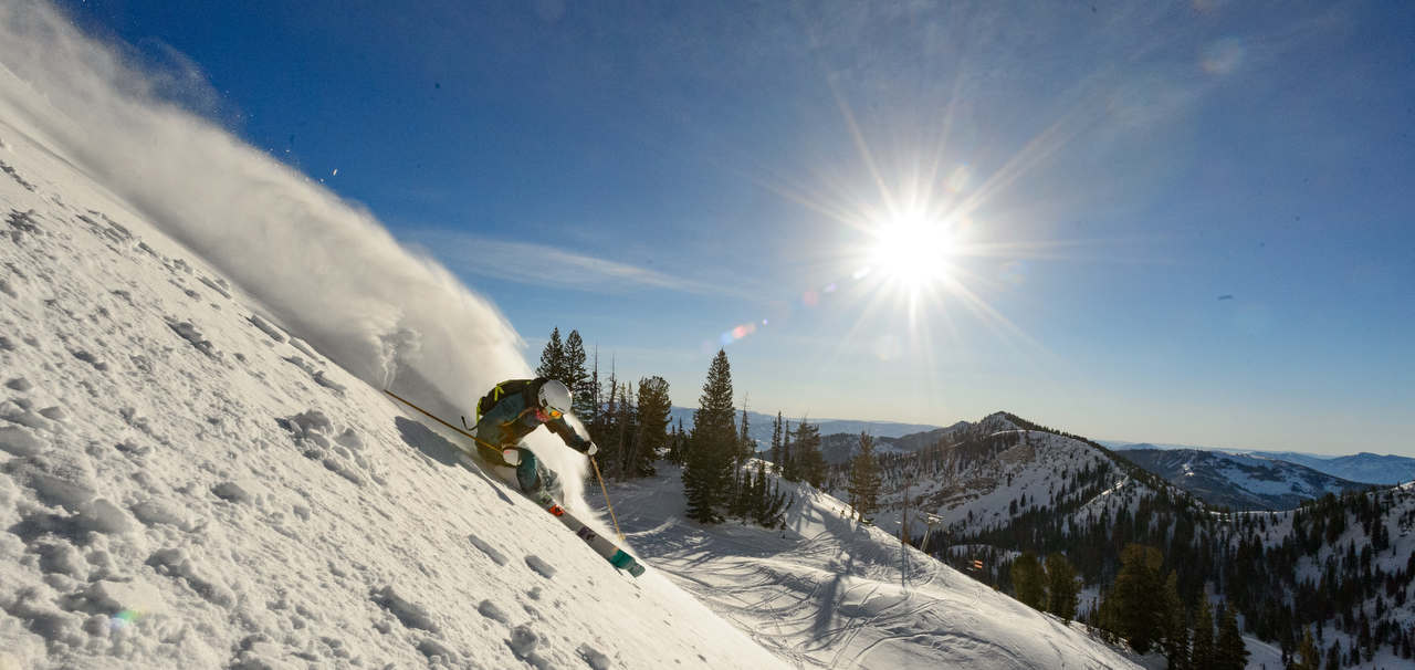 Katie Van Riper ripping Mineral Basin at Snowbird, UT on December 19th, 2016. photo: court leve